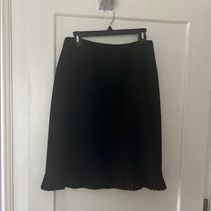 Ann Taylor Black Midi Skirt with Pleated Hem